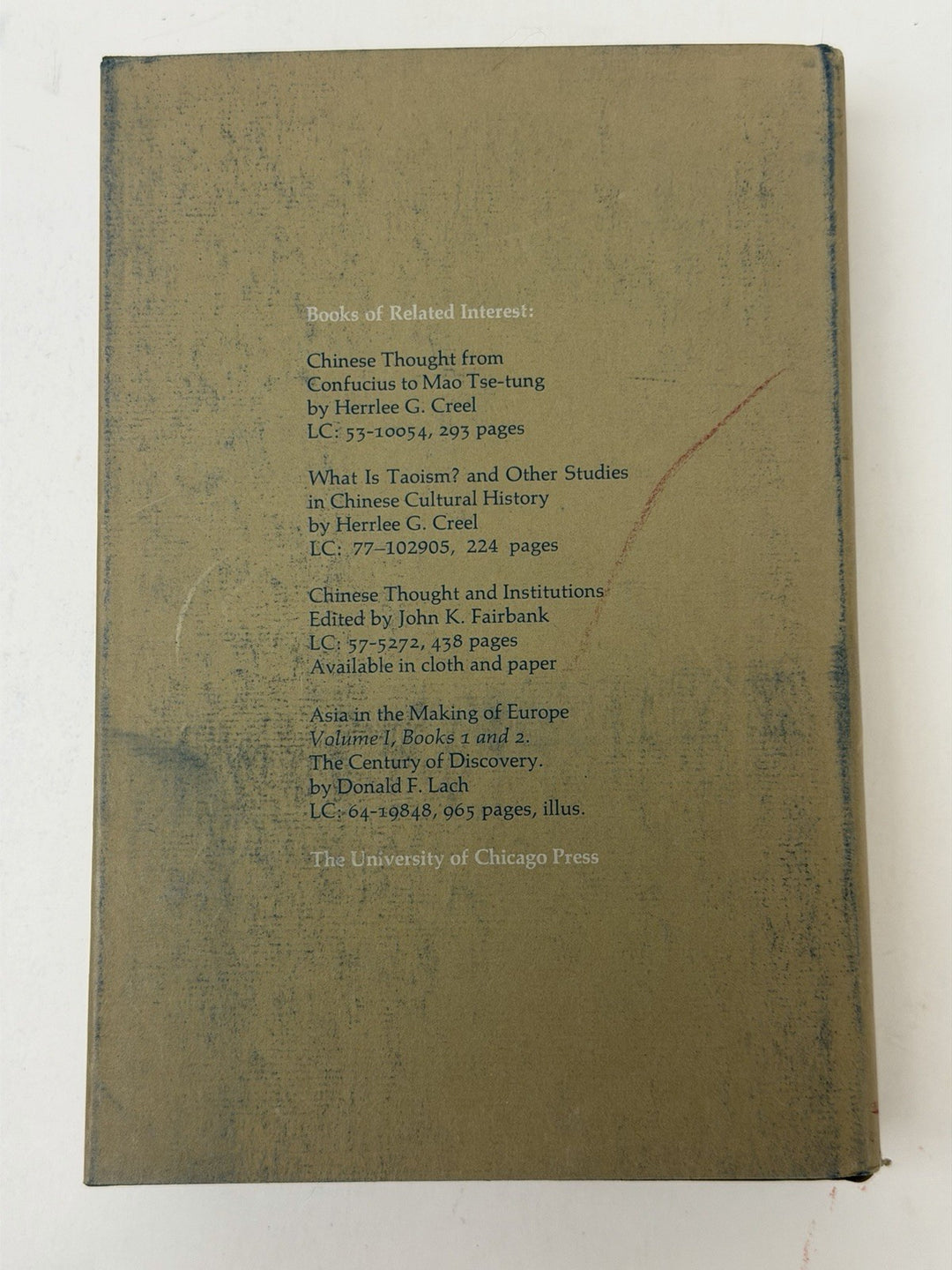 Origins of Statecraft in China Vol 1 Herrlee Creel 1970s Univ Chicago Press HC