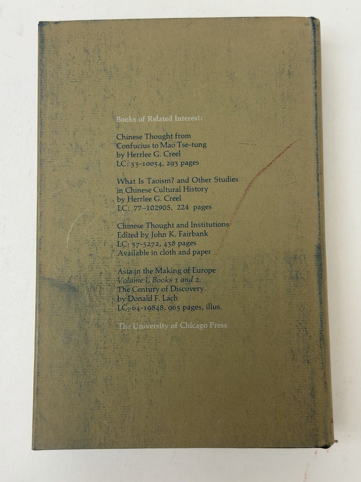 Origins of Statecraft in China Vol 1 Herrlee Creel 1970s Univ Chicago Press HC